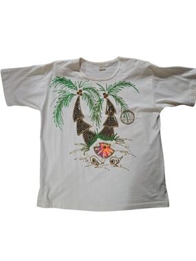 Vintage 80s Studio Magic by Karla Marie White Tropical Palm Graphic T-Shirt